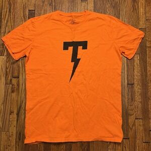 Tackma Men's T Shirt Size Large Orange Cotton Athletic Streetwear 100% Cotton